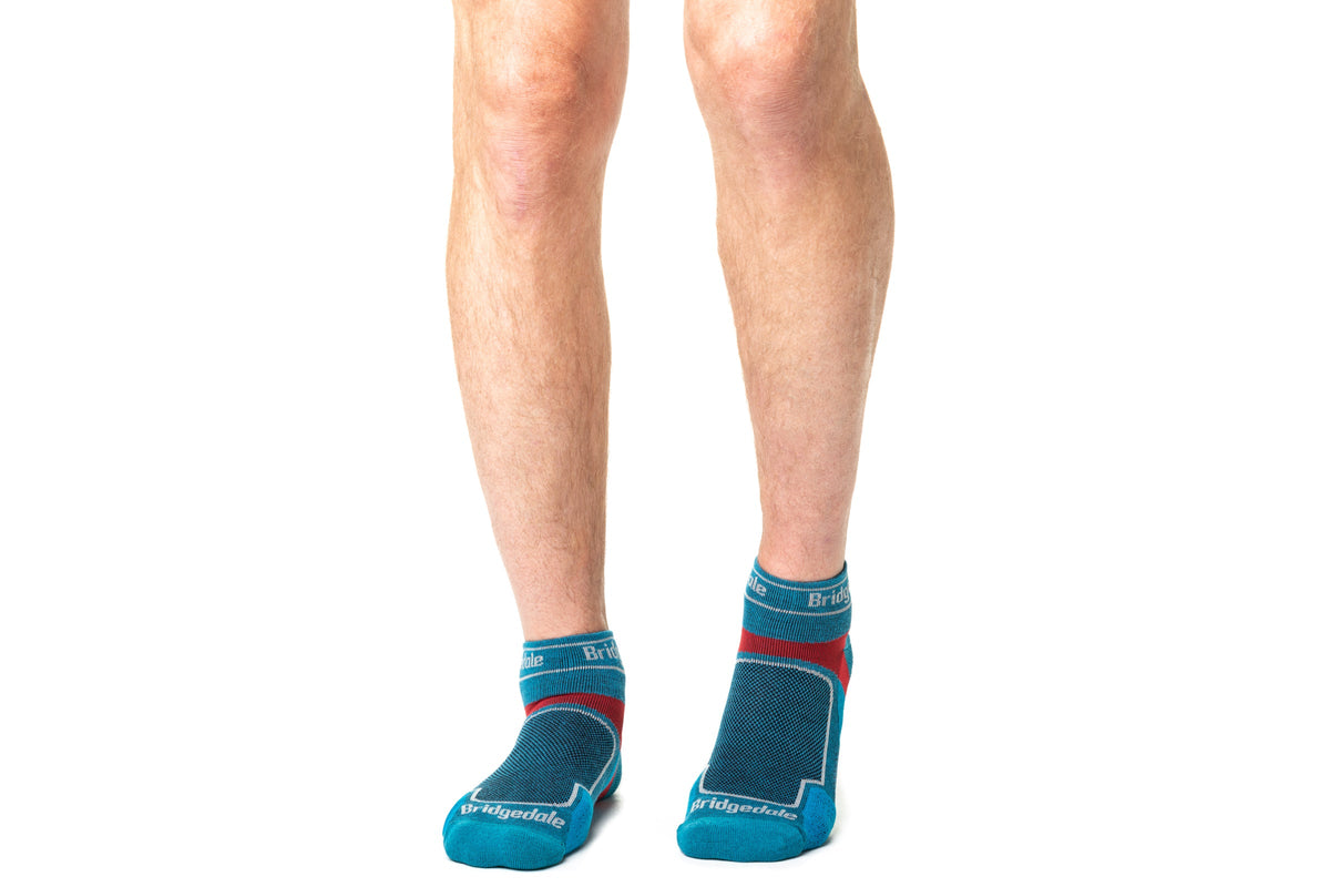 Bridgedale Men's Trail Run Ultra Light T2 Coolmax Sport Low Socks in Blue - worn