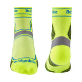 Bridgedale Men's Trail Run Ultra Light T2 Coolmax Sport 3/4 Crew Socks in Yellow - front and back