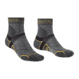 Bridgedale Trail Run Lightweight T2 Merino Sport 3/4 Crew Socks in Gunmetal - front and rear