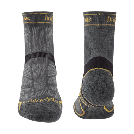 Bridgedale Trail Run Lightweight T2 Merino Sport 3/4 Crew Socks in Gunmetal - front and back