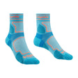 Bridgedale Women's Trail Run Ultra Light T2 Coolmax Sport 3/4 Crew Socks in Blue - pair