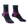 Bridgedale Women's Trail Run Ultralight T2 Merino Sport 3/4 Crew Socks in Damson - side