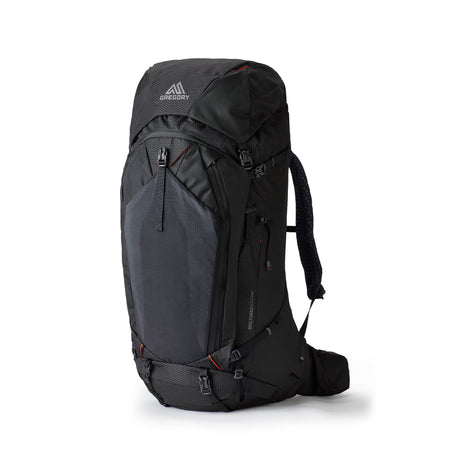 Gregory Baltoro 100 Pro RC 95L in Lava Black - Front View with U-zip access and multiple pockets