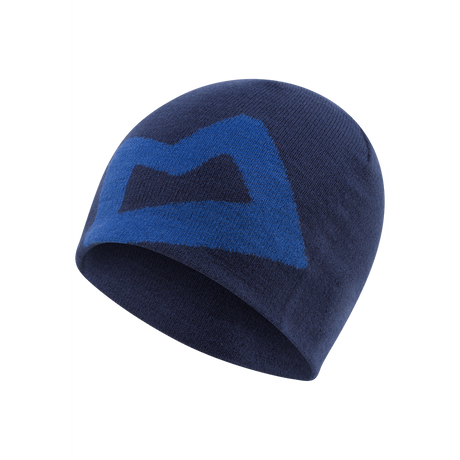 Mountain Equipment Branded Knitted Beanie Outdoor Action Medieval/Lapis Blue- front