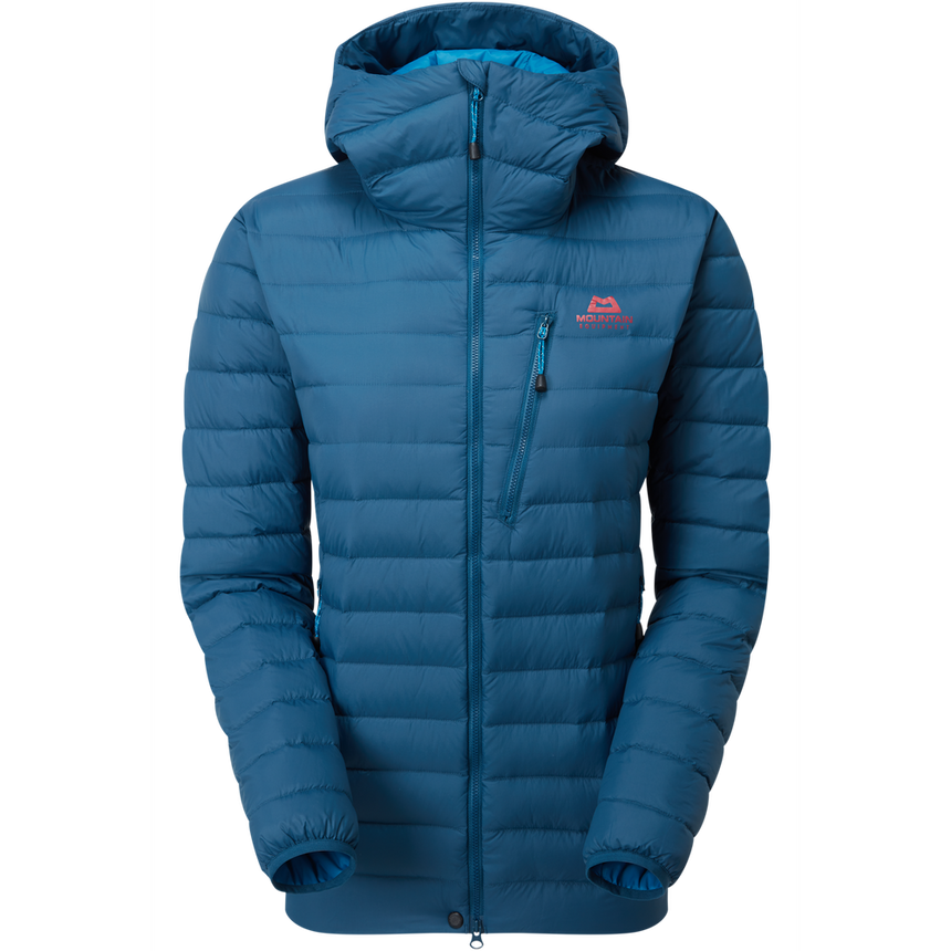 Mountain Equipment Earthrise Hooded Outdoor Action Majolica Blue- front