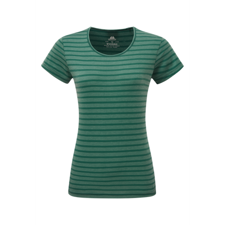 Mountain Equipment Groundup Stripe Women's Tee Outdoor Action Spruce Stripe- front