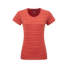 Mountain Equipment Groundup Stripe Women's Tee Outdoor Action Rosewood Stripe- front