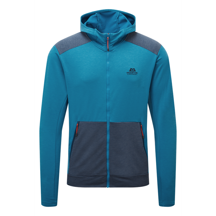 Mountain Equipment Oracool Hooded Men's Jacket Outdoor Action Mykonos/Dusk - Front