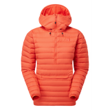 Mountain Equipment Earthrise Hooded Women's Pullover Outdoor Action Mandarin Red - Front