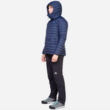 Mountain Equipment Earthrise Hooded Women's Pullover Outdoor Action Cosmos - Full Fit in Model