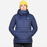 Mountain Equipment Earthrise Hooded Women's Pullover Outdoor Action Cosmos - Front Fit on Model