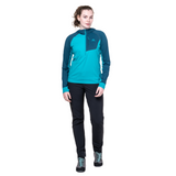 Mountain Equipment Aiguille Hooded Women's Top Outdoor Action Topaz/Majolica Blue - Full View