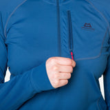 Mountain Equipment Aiguille Hooded Women's Top Outdoor Action Majolica Blue - Chest zip pocket