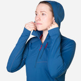 Mountain Equipment Aiguille Hooded Women's Top Outdoor Action Majolica Blue - Close fitting hood