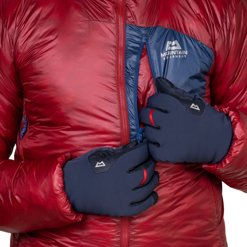 Mountain Equipment Oreus Hooded Men's Jacket Outdoor Action Merlot/Admiral Blue- zip pocket
