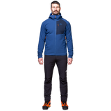 Mountain Equipment Shroud Hooded Men's Jacket Outdoor Action Admiral/Cosmos- Front Fit on Model