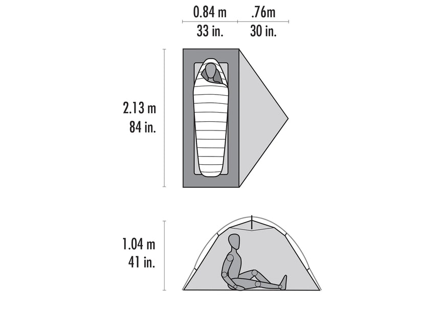 MSR Access™ 1 Ultralight, Four-Season Solo Tent Outdoor Action- Floorplan
