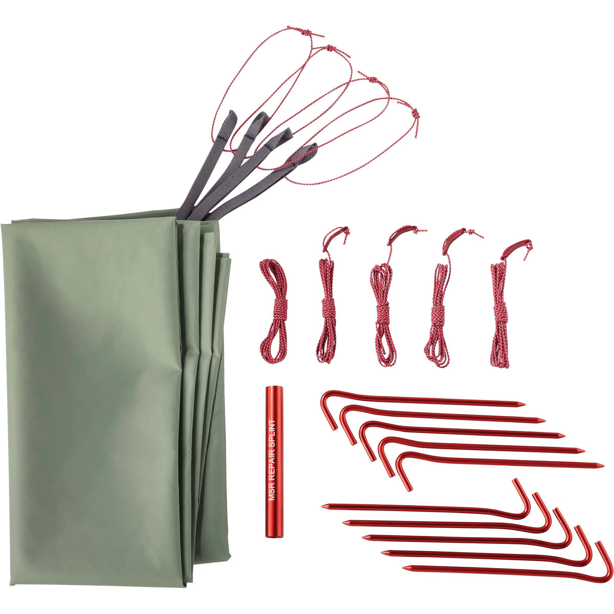 MSR Elixir™ 3-Person Backpacking Tent Outdoor Action- Guylines, Hook Stakes, Repair Splint