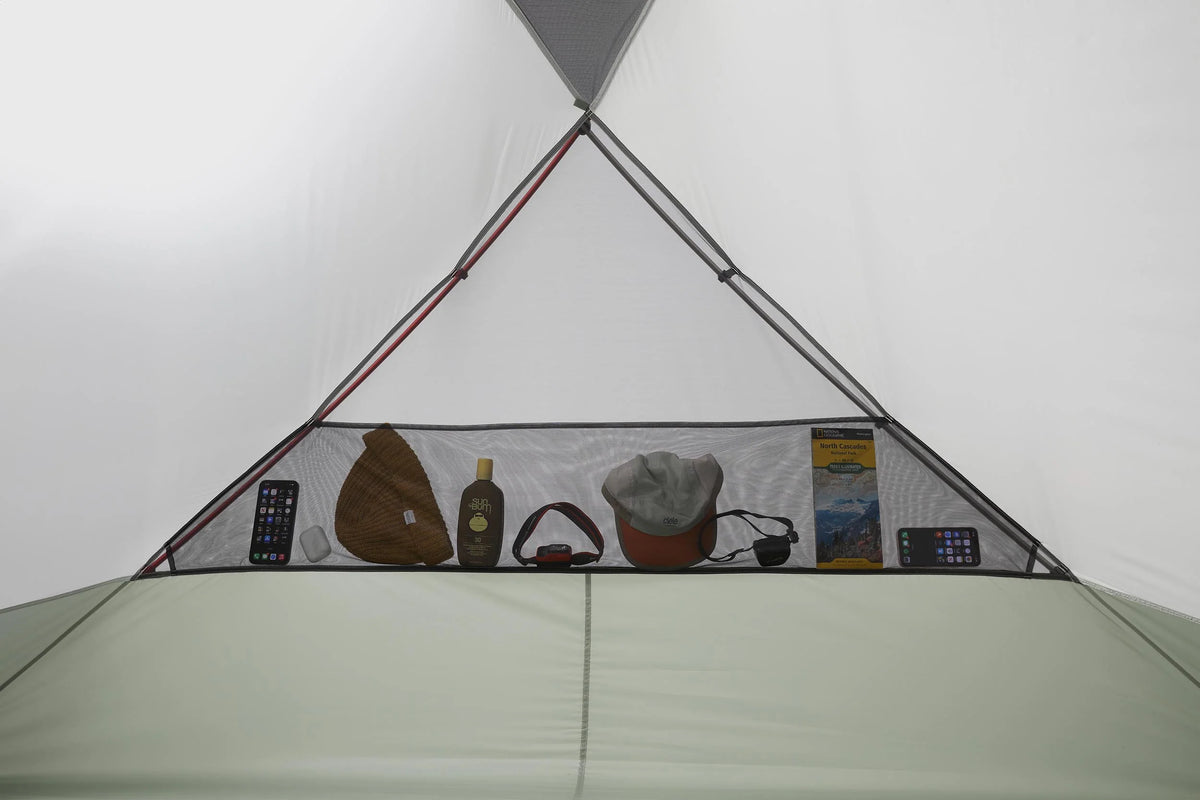 MSR Elixir™ 4-Person Backpacking Tent Outdoor Action- Interior End Pocket Detail