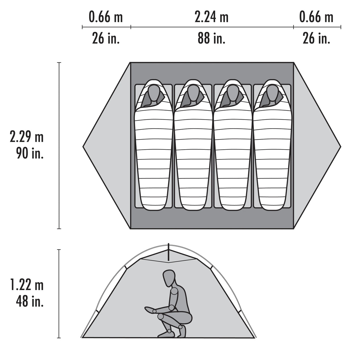 MSR Elixir™ 4-Person Backpacking Tent Outdoor Action- Tent Dimensions