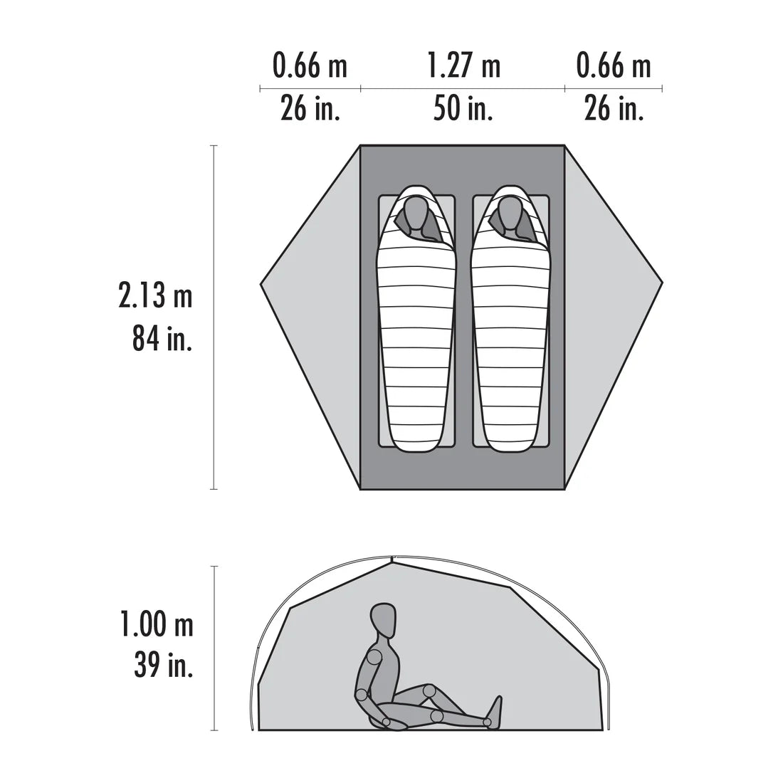 MSR FreeLite™ 2-Person Ultralight Backpacking Tent Outdoor Action - Floorplan