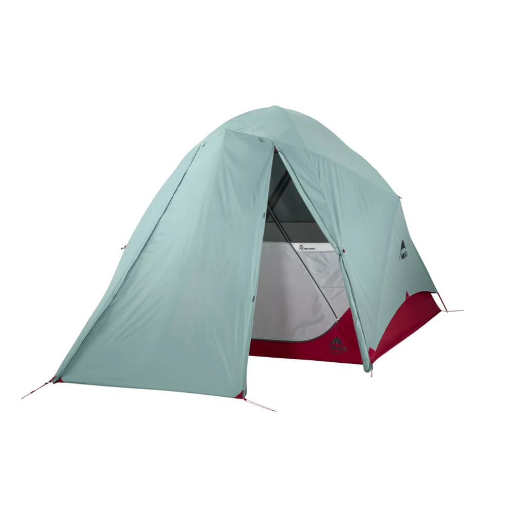 MSR Habiscape™ 4-Person Family & Group Camping Tent Outdoor Action- Open Fly Door