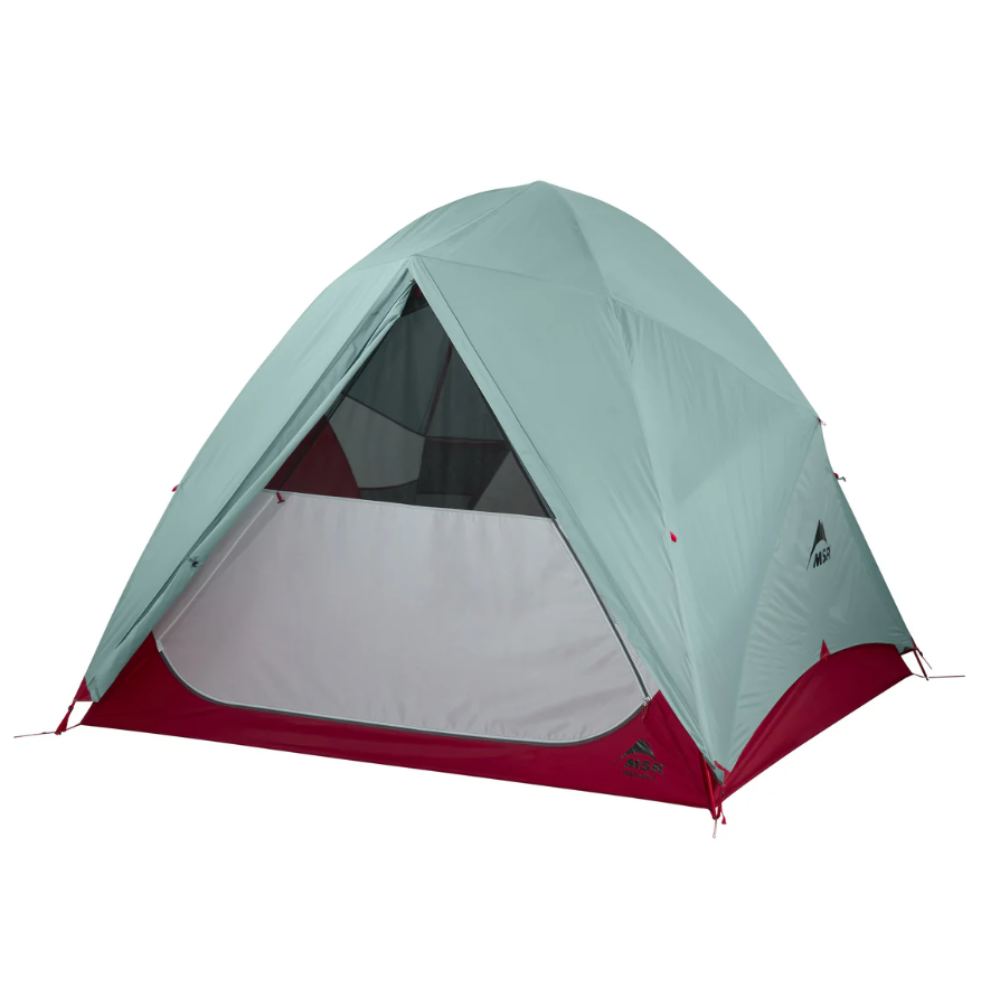 MSR Habiscape™ 4-Person Family & Group Camping Tent Outdoor Action - Open Fly Door