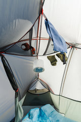 MSR Hubba Hubba™ LT 1-Person Backpacking Tent Outdoor Action- gear loft and clothesline