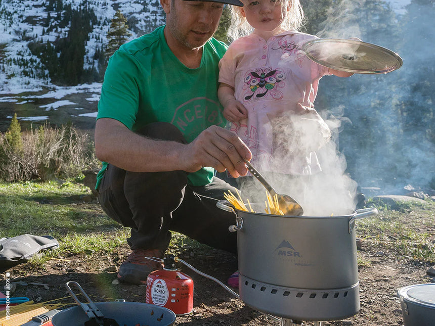MSR WindBurner 4.5L Stock Pot Outdoor Action- Product in use