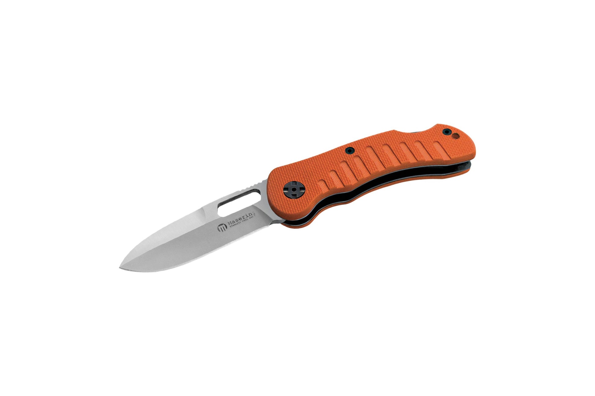 Maserin 131 Jager hunting knife with orange G10 handle and nylon sheath - single blade configuration
