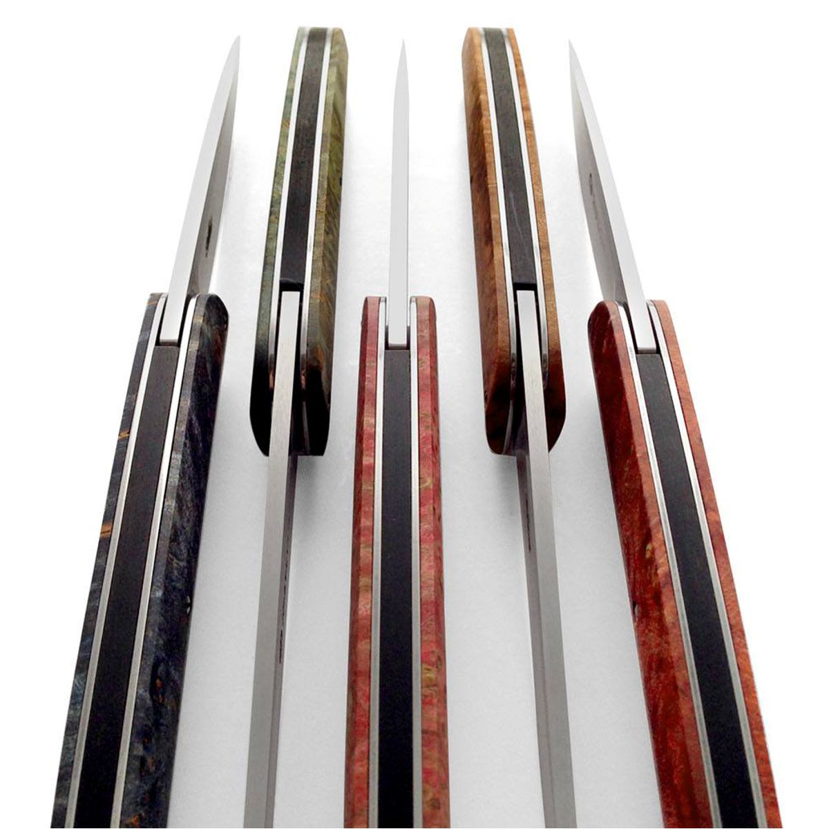 Maserin 380 Gourmet available in multiple handle materials - exotic woods, dyed maple, and Fatcarbon