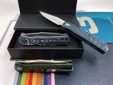 Maserin 502 Power MagnaCut with Jungle Wear Fatcarbon handle - premium knife with green and earth tone patterns