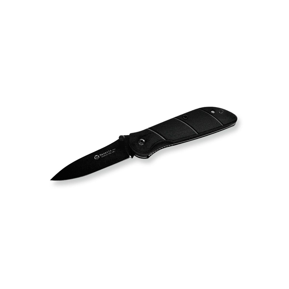 Maserin 600/TP Tactical folding knife with black coated 440C steel blade and anodised aluminium handle - tactical EDC knife