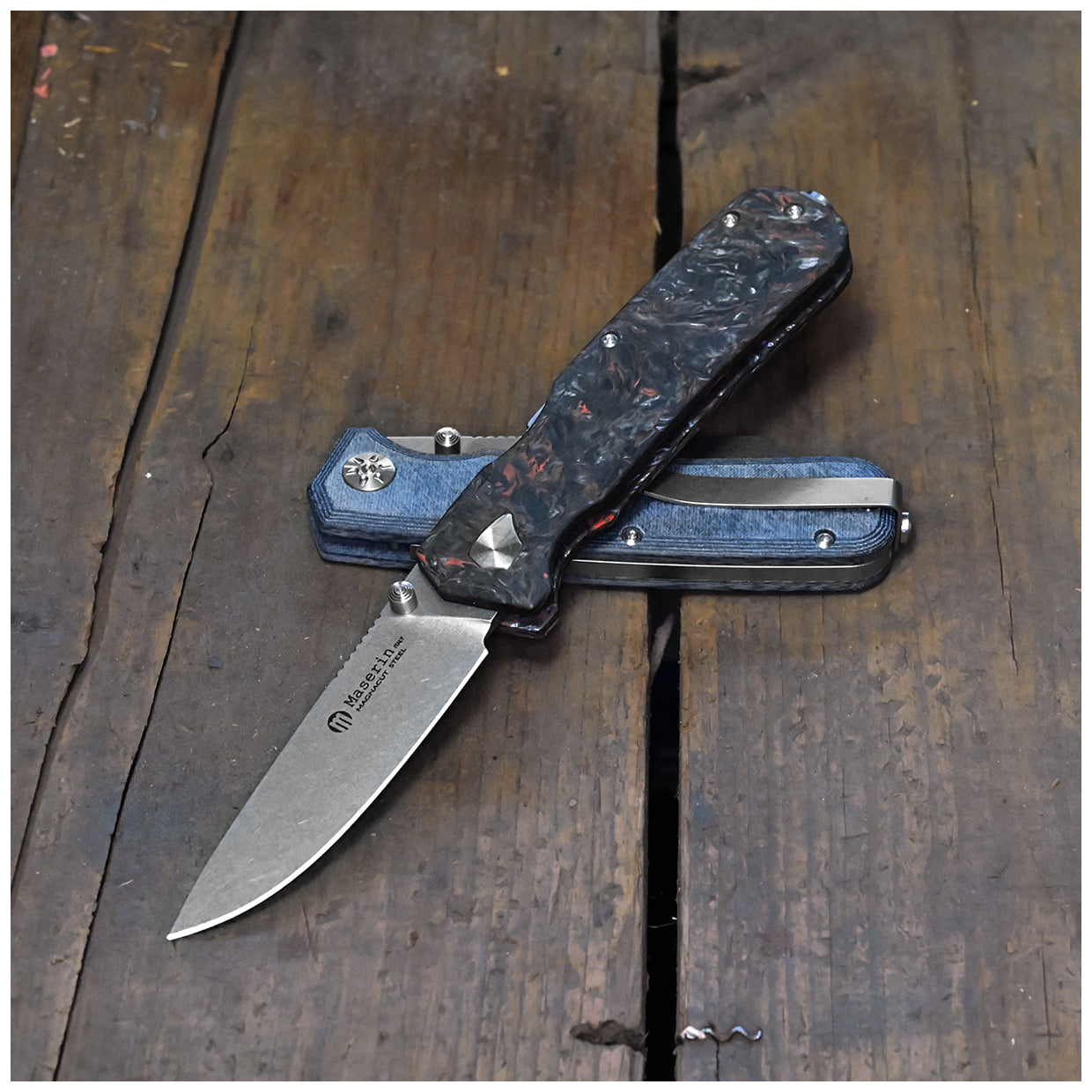 Maserin 630 Pulse MagnaCut EDC knife with black Micarta handle - tactical folding knife