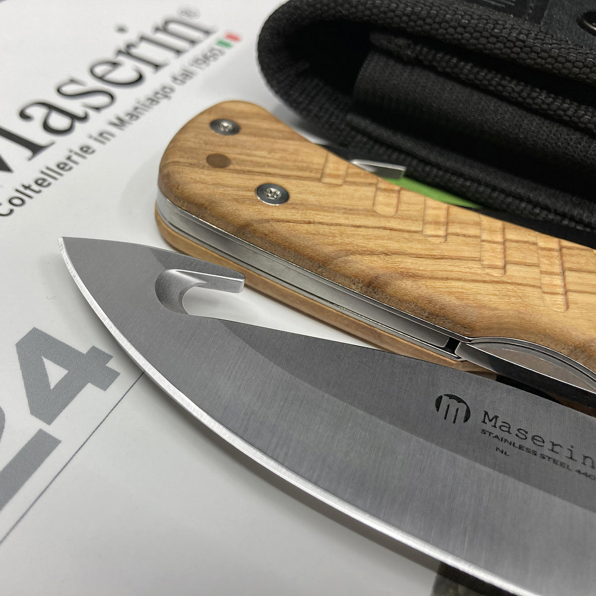 Maserin 763 Skinner available in olive wood and orange G10 handle options