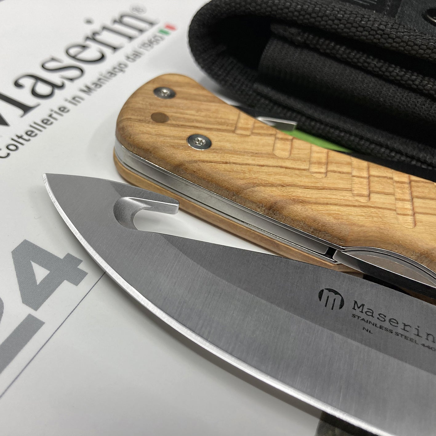 Maserin 763 Skinner available in olive wood and orange G10 handle options