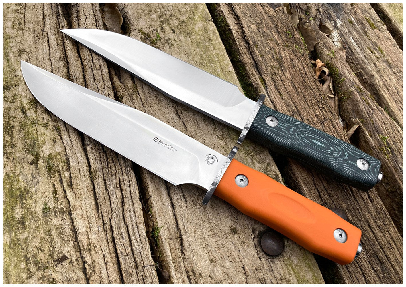 Maserin 977 Bowie wild boar hunting knife with OD green Micarta handle - tactical hunting knife made in Italy