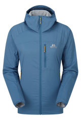 Mountain Equipment Aerotherm Hooded Women's Jacket in Stellar Blue - Front flat lay