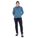 Mountain Equipment Aerotherm Hooded Women's Jacket in Stellar Blue - Front model view