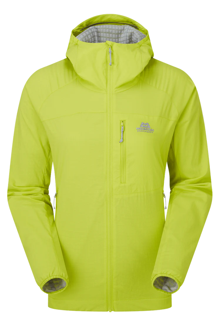 Mountain Equipment Aerotherm Hooded Women's Jacket in Vine Green - Front flat lay