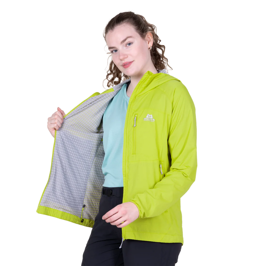 Mountain Equipment Aerotherm Hooded Women's Jacket in Vine Green - Front model view alternate