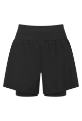 Mountain Equipment Agilix Women's Twin Short in Black - Front flat lay