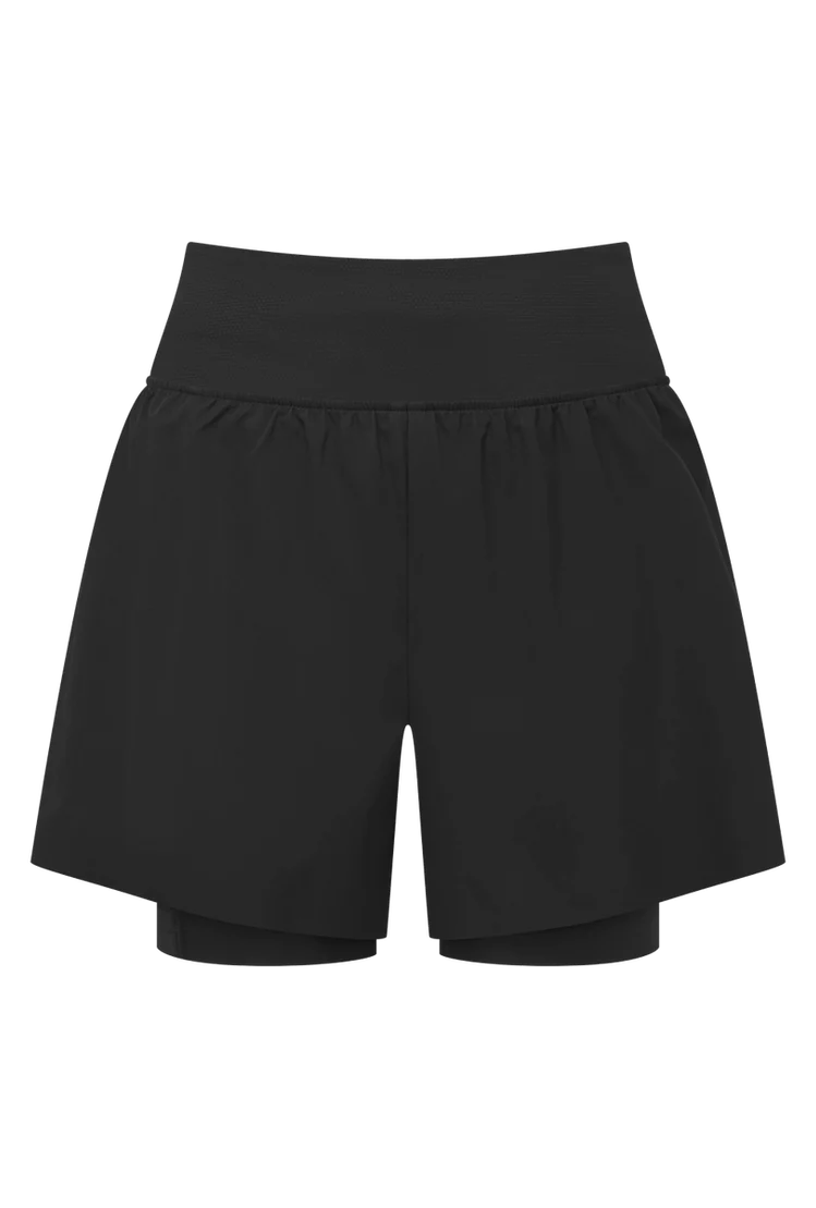 Mountain Equipment Agilix Women's Twin Short in Black - Front flat lay