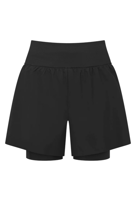 Mountain Equipment Agilix Women's Twin Short in Black - Front flat lay