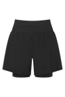 Mountain Equipment Agilix Women's Twin Short in Black - Front flat lay
