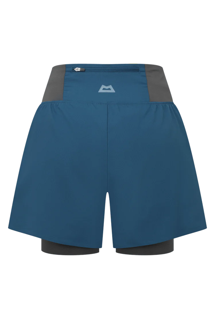 Mountain Equipment Agilix Women's Twin Short in Majolica Blue - Back flat lay
