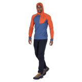 Mountain Equipment Aiguille Hooded Men's Top in Dusk/Red Rock - On Model Walking Front