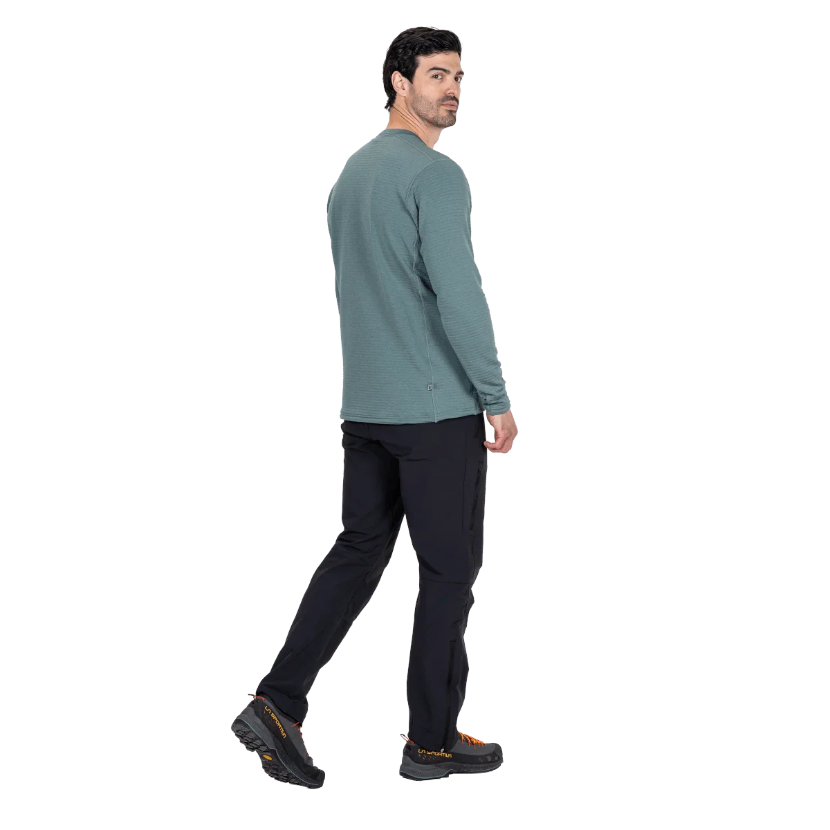 Mountain Equipment Apiro Men's Crew in Goblin Blue - Back on Model