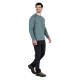 Mountain Equipment Apiro Men's Crew in Goblin Blue - Side Fit on Model