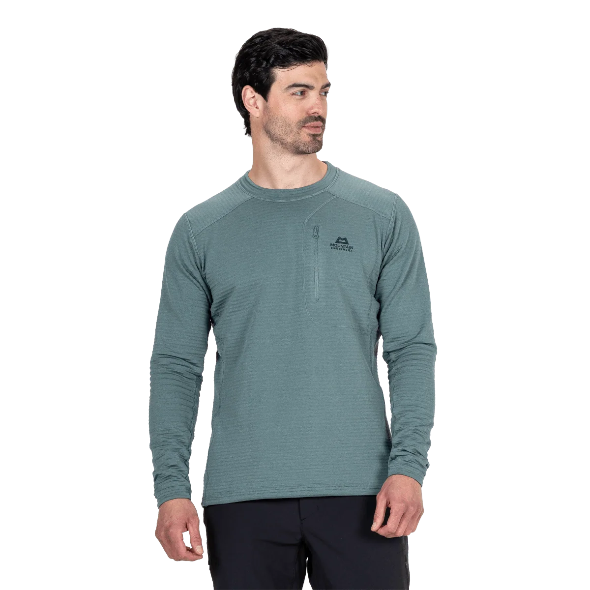 Mountain Equipment Apiro Men's Crew in Goblin Blue - Three Quarter on Model